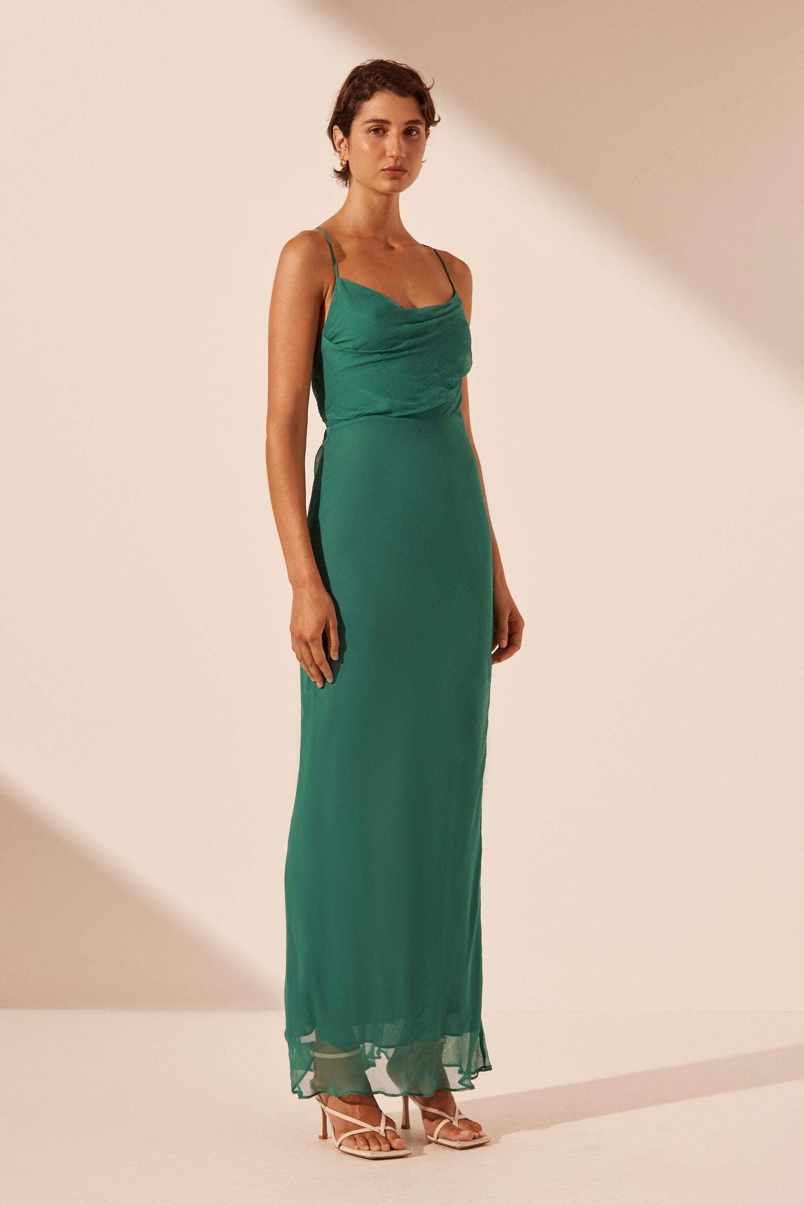 Margot Lace Back Bias Maxi Dress Evergreen Dresses Shona Joy