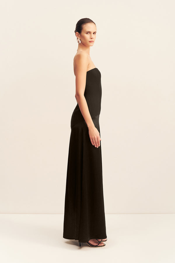 adri strapless panelled maxi dress black Adri Strapless Panelled Maxi Dress