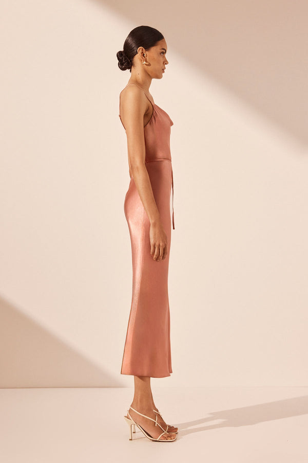 LA LUNE BIAS COWL MIDI DRESS - ANTIQUE ROSE_S