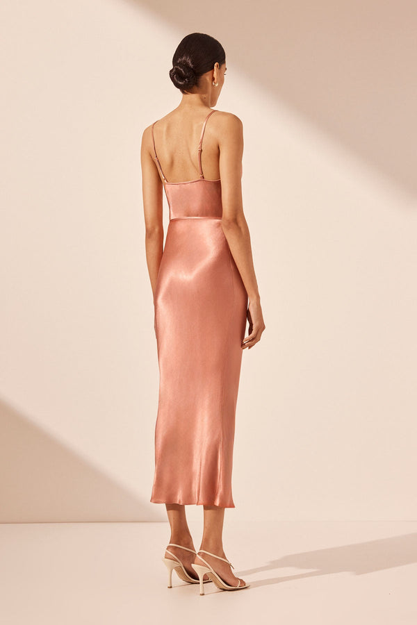 LA LUNE BIAS COWL MIDI DRESS - ANTIQUE ROSE_B