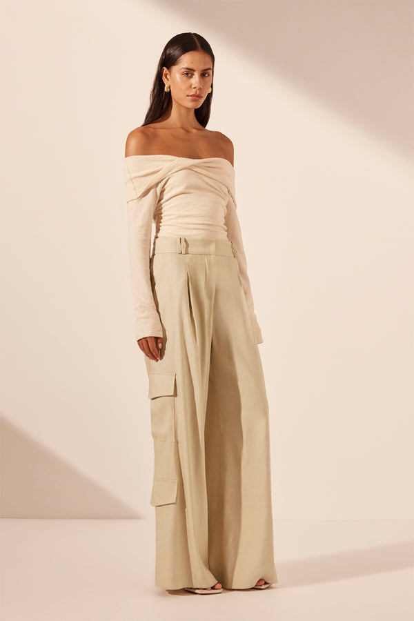 KASBAH SLOUCH CARGO PANT - OYSTER_A