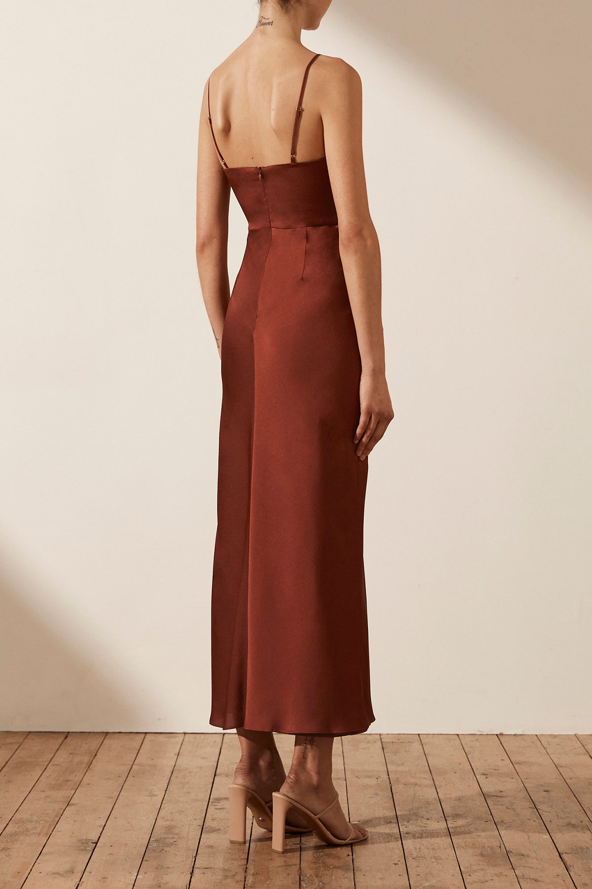 Luxe Twist Front Sleeveless Midi Dress Sangria Dresses Shona Joy