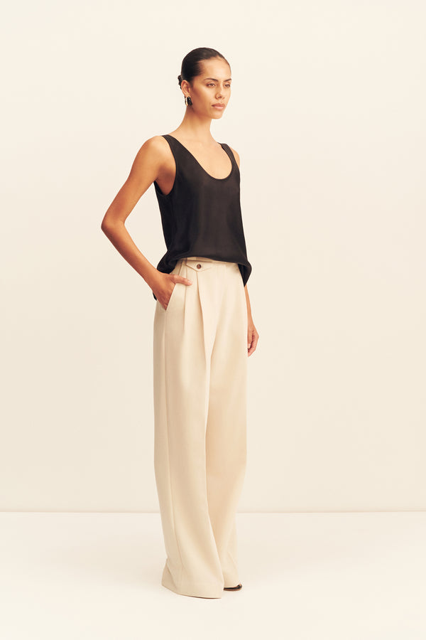 IRENA HIGH WAISTED TAILORED PANT - BONE