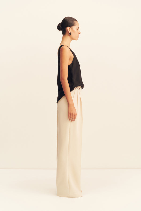 IRENA HIGH WAISTED TAILORED PANT - BONE