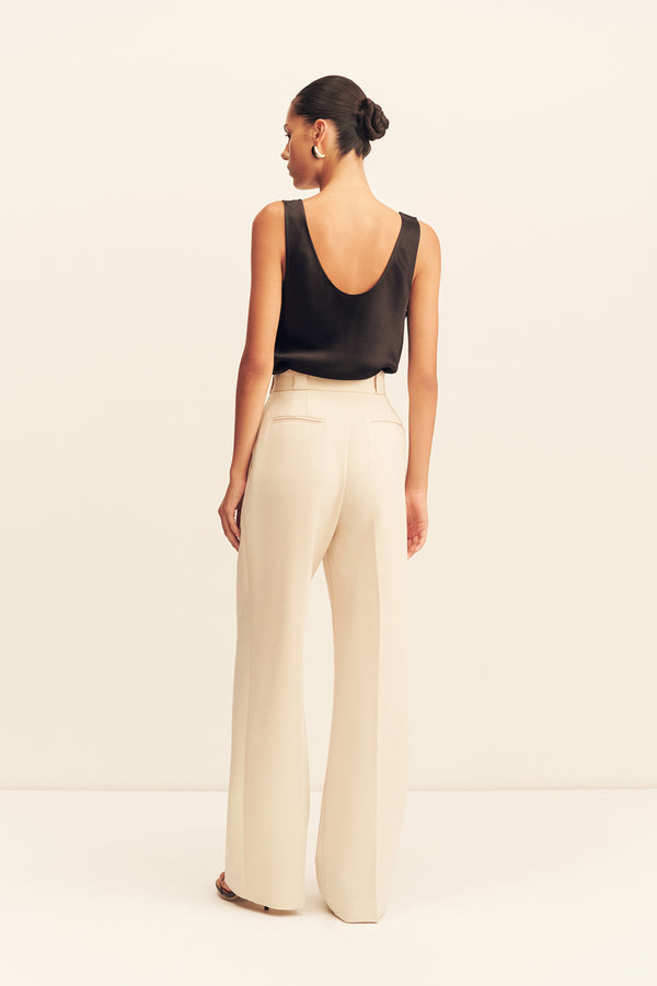 IRENA HIGH WAISTED TAILORED PANT - BONE