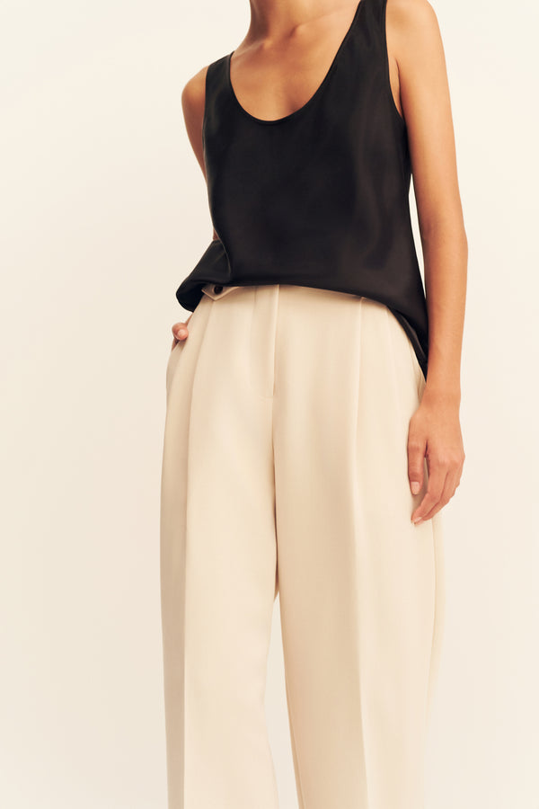IRENA HIGH WAISTED TAILORED PANT - BONE