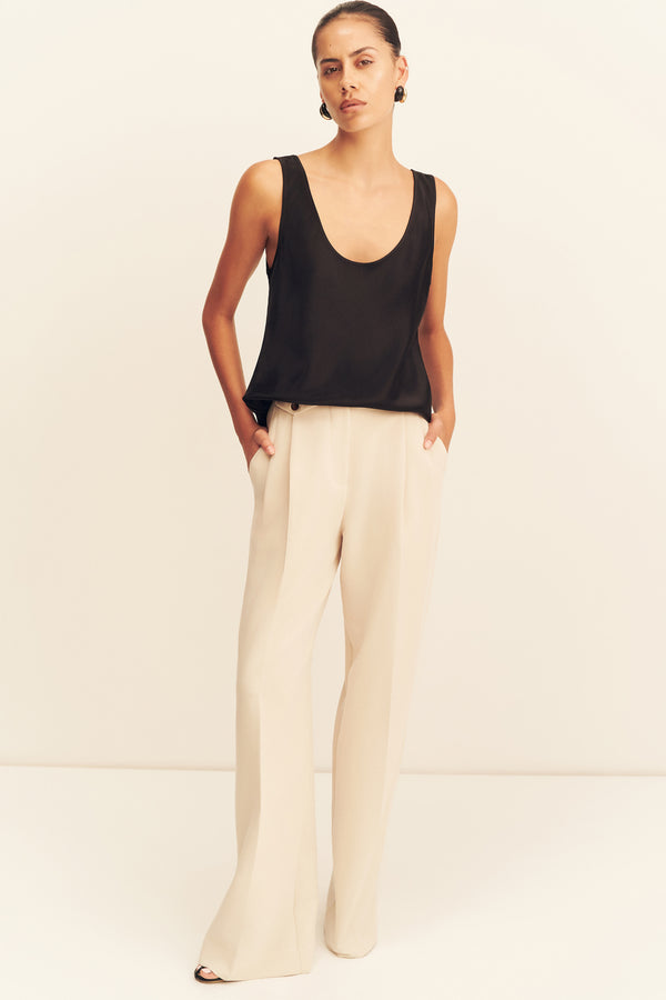 IRENA HIGH WAISTED TAILORED PANT - BONE