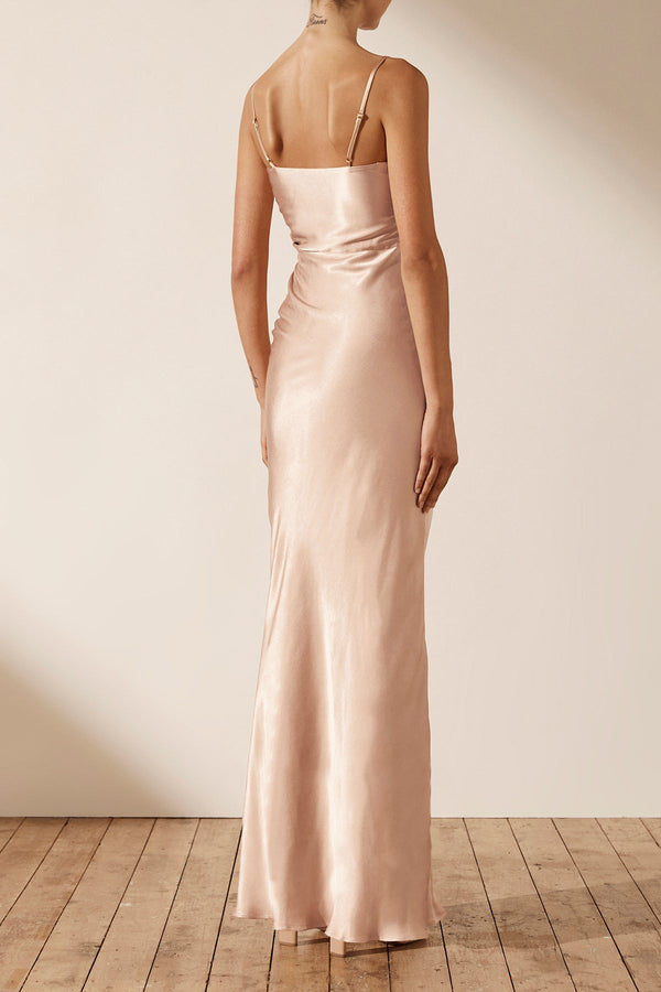 LA LUNE RUCHED MAXI DRESS - DESERT ROSE_B
