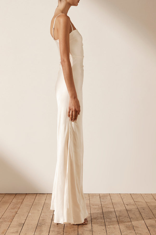 LA LUNE RUCHED MAXI DRESS - CREAM_S