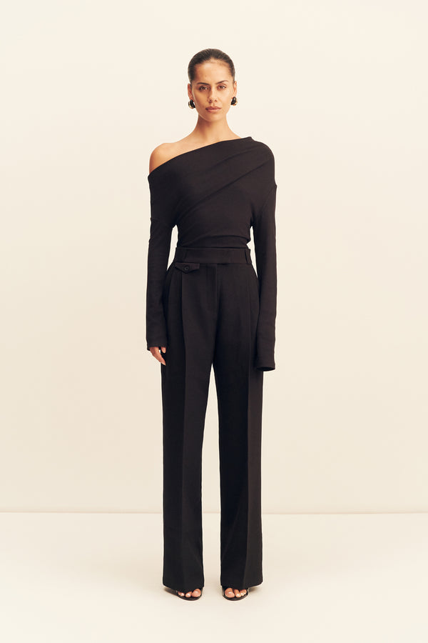 IRENA HIGH WAISTED TAILORED PANT - BLACK