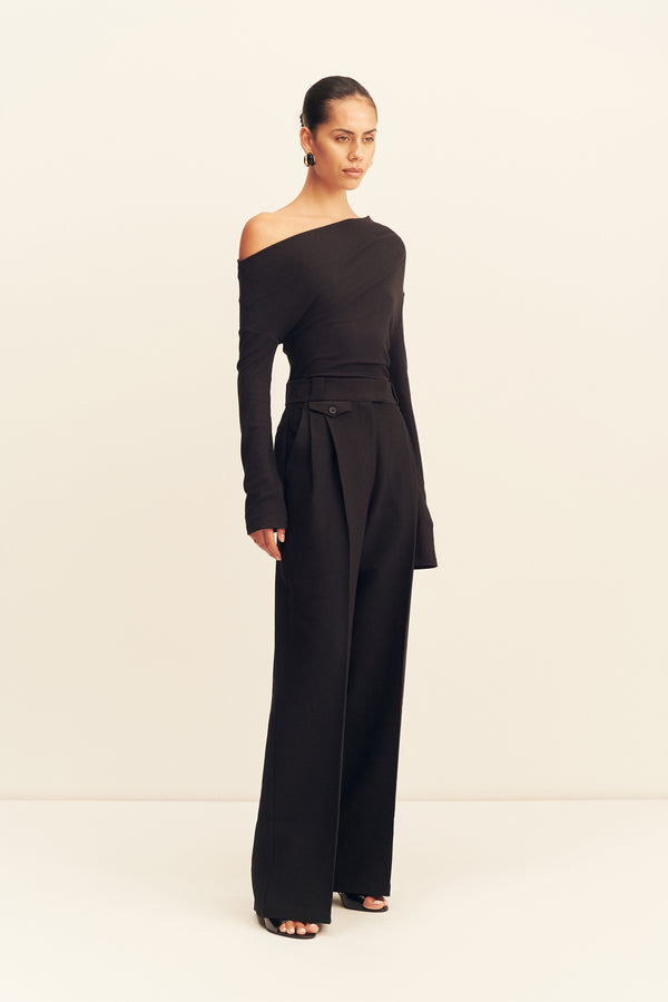 IRENA HIGH WAISTED TAILORED PANT - BLACK