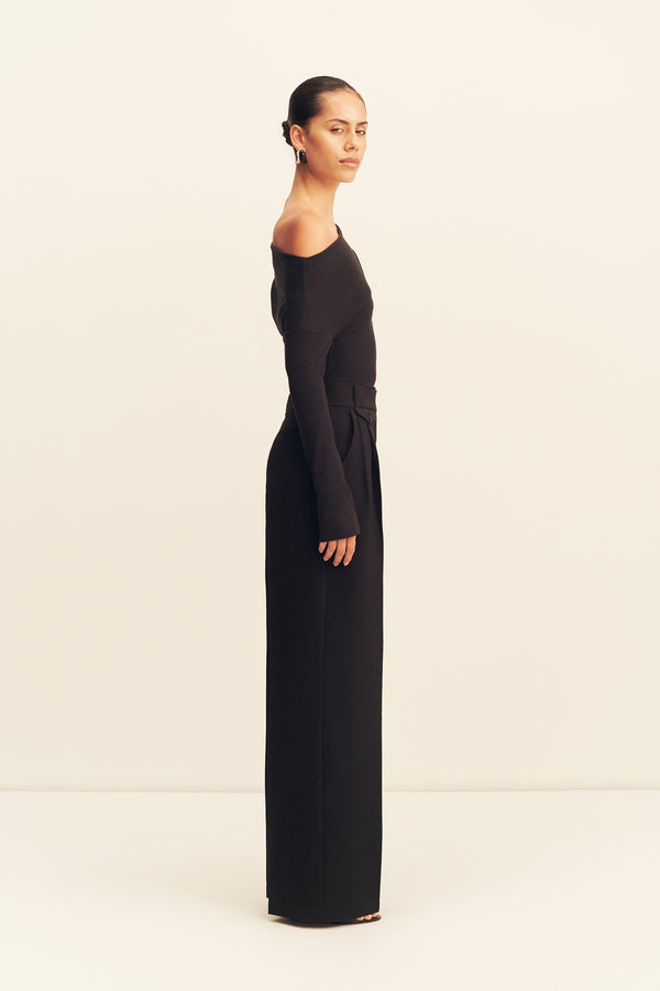 IRENA HIGH WAISTED TAILORED PANT - BLACK