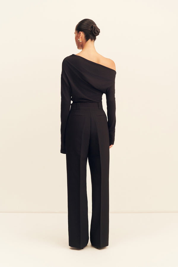 IRENA HIGH WAISTED TAILORED PANT - BLACK