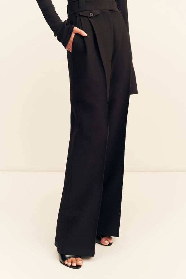 IRENA HIGH WAISTED TAILORED PANT - BLACK