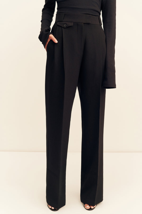 IRENA HIGH WAISTED TAILORED PANT - BLACK