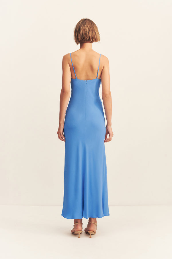 PIERCE COWL NECK MIDI DRESS - SONIC BLUE_B