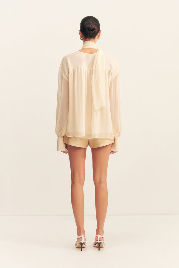 CLEMENCE SCARF BLOUSE - CREAM_B