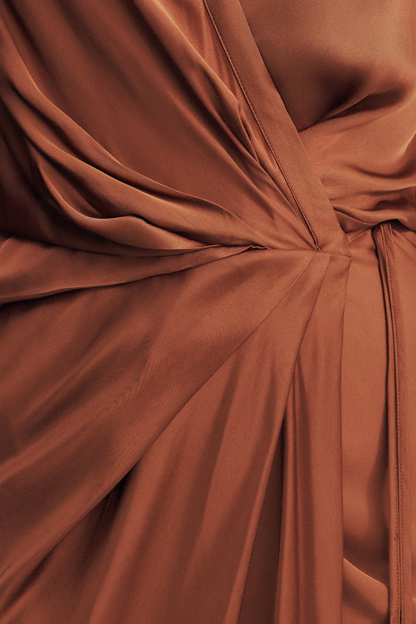 SHAE DRAPED SHIRT MAXI DRESS - CHOCOLATE_SW