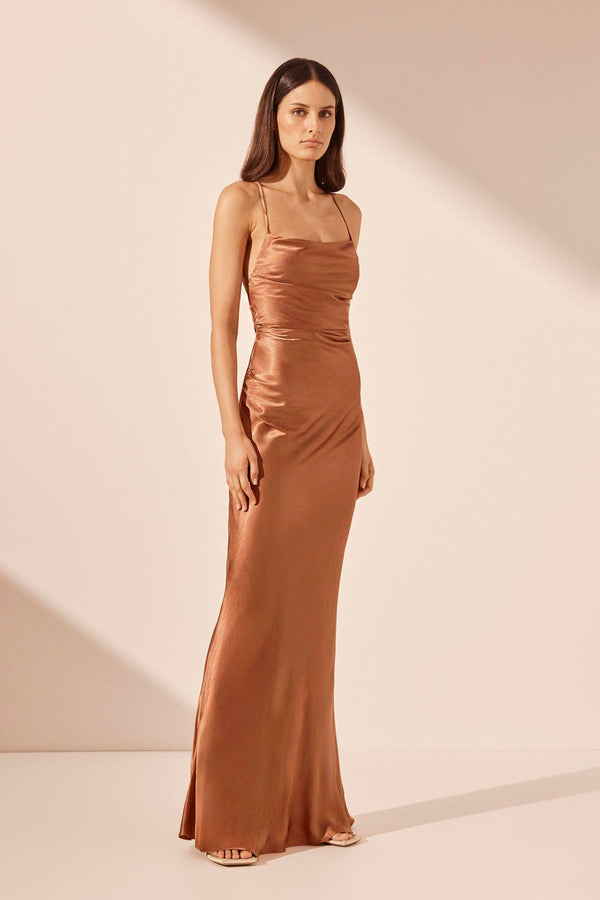 LA LUNE LACE BACK MAXI DRESS - ALMOND_A