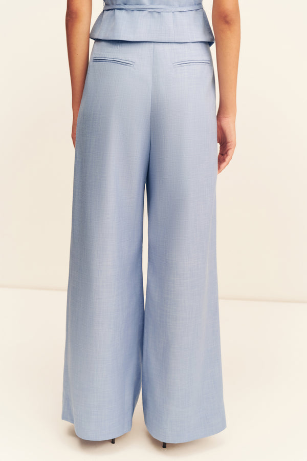 ASHER WIDE LEG PANT - CHAMBRAY BLUE
