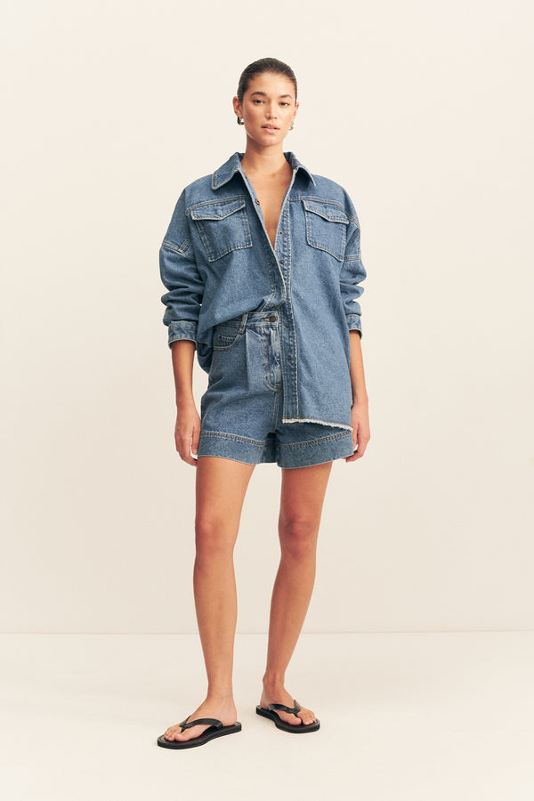 RAQUEL OVERSIZED SHIRT - VINTAGE BLUE_F