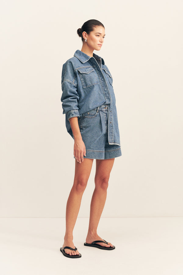 RAQUEL OVERSIZED SHIRT - VINTAGE BLUE_A