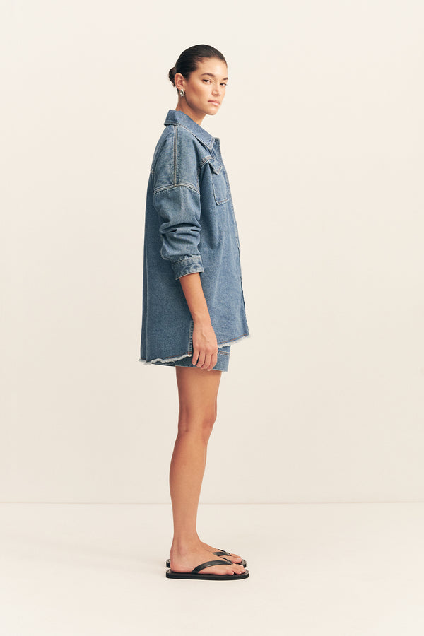 RAQUEL OVERSIZED SHIRT - VINTAGE BLUE_S