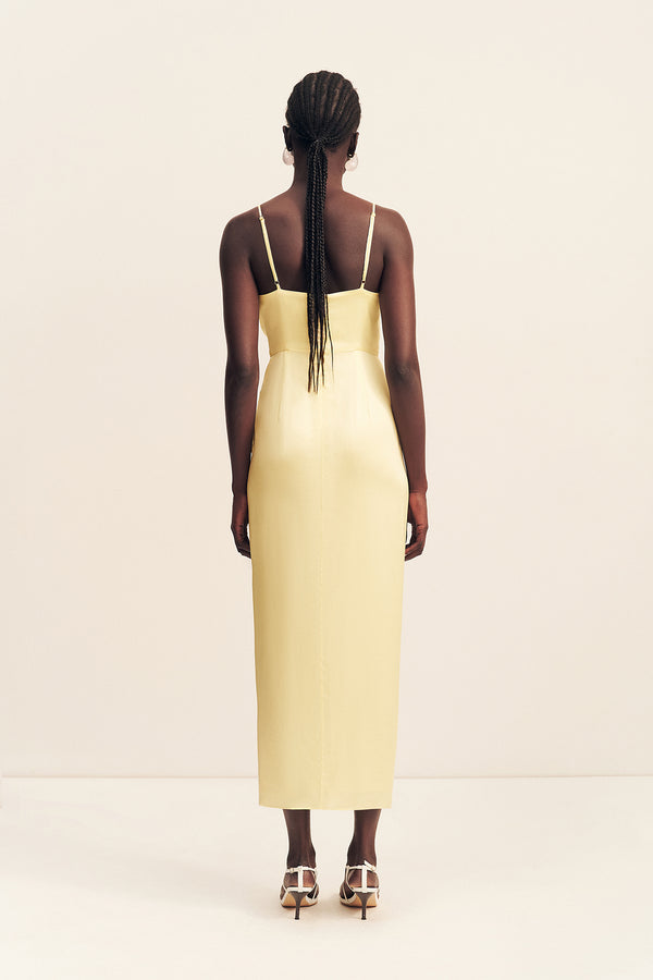 LUMIERE TIE FRONT MIDI DRESS - GOLDEN HOUR