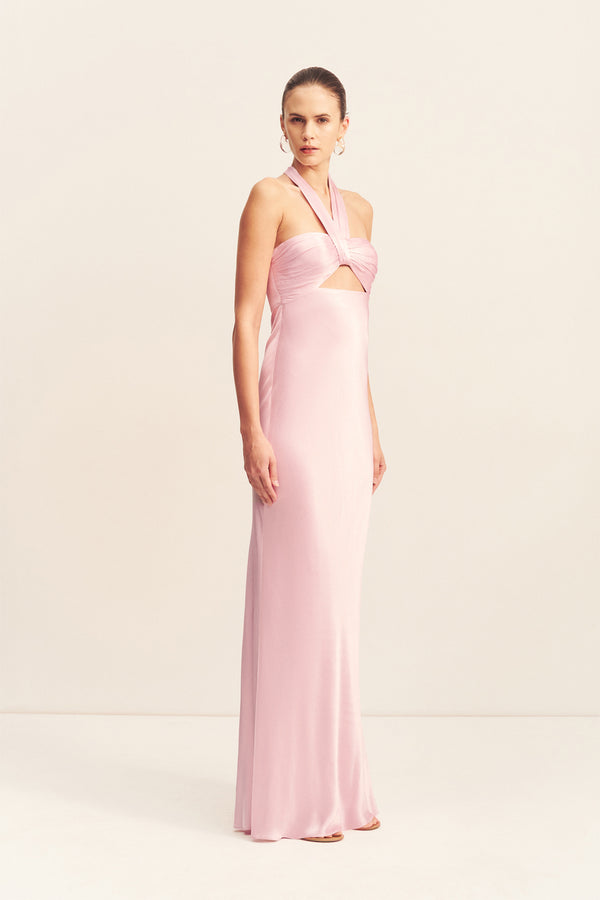 LA LUNE RUCHED HALTER MAXI DRESS - BLOSSOM