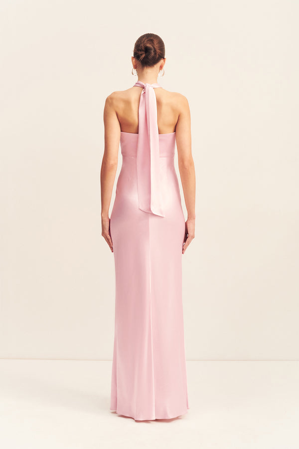 LA LUNE RUCHED HALTER MAXI DRESS - BLOSSOM