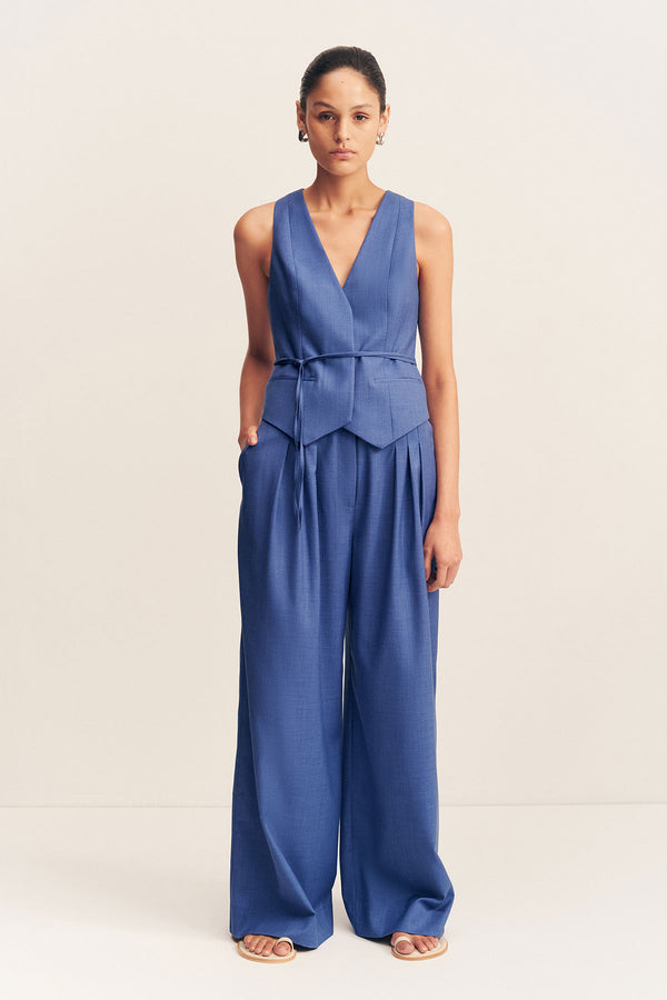 ASHER BELTED VEST - OCEAN BLUE_F