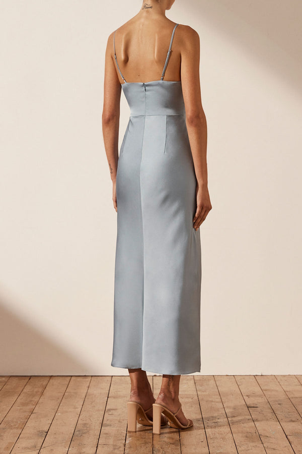 LUXE TWIST FRONT SLEEVELESS MIDI DRESS - AZURE_B