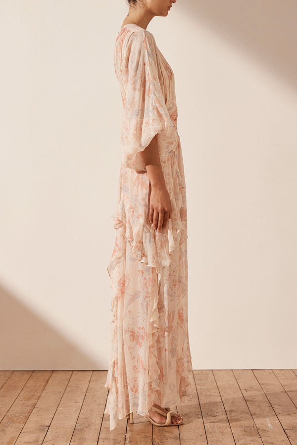 FAYE ROUND NECK BALLOON SLEEVE MAXI DRESS_S