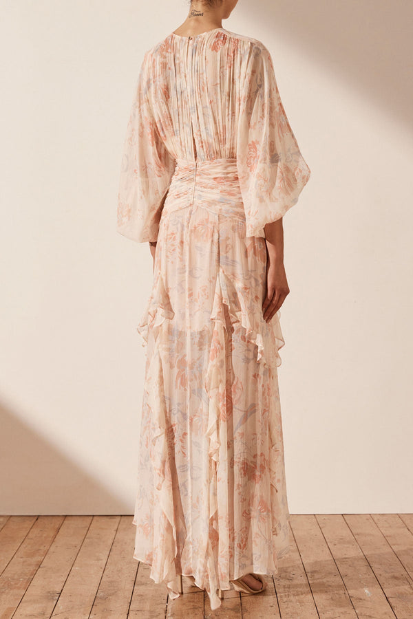 FAYE ROUND NECK BALLOON SLEEVE MAXI DRESS_B