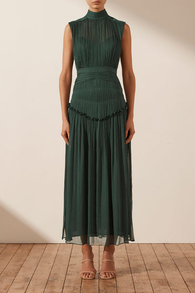 Lèonie High Neck Midi Dress, Rosemary, Dresses