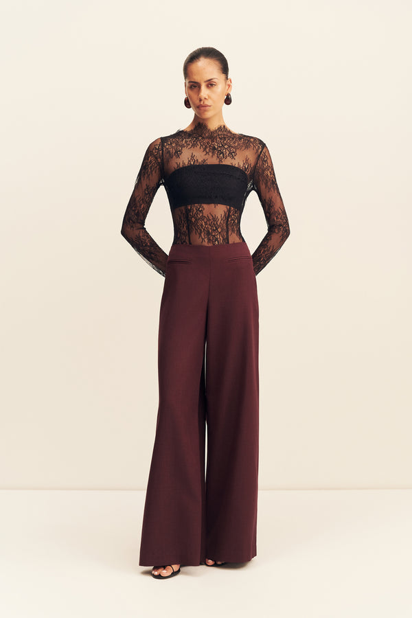 LAMBENT LACE LONG SLEEVE BODYSUIT - BLACK