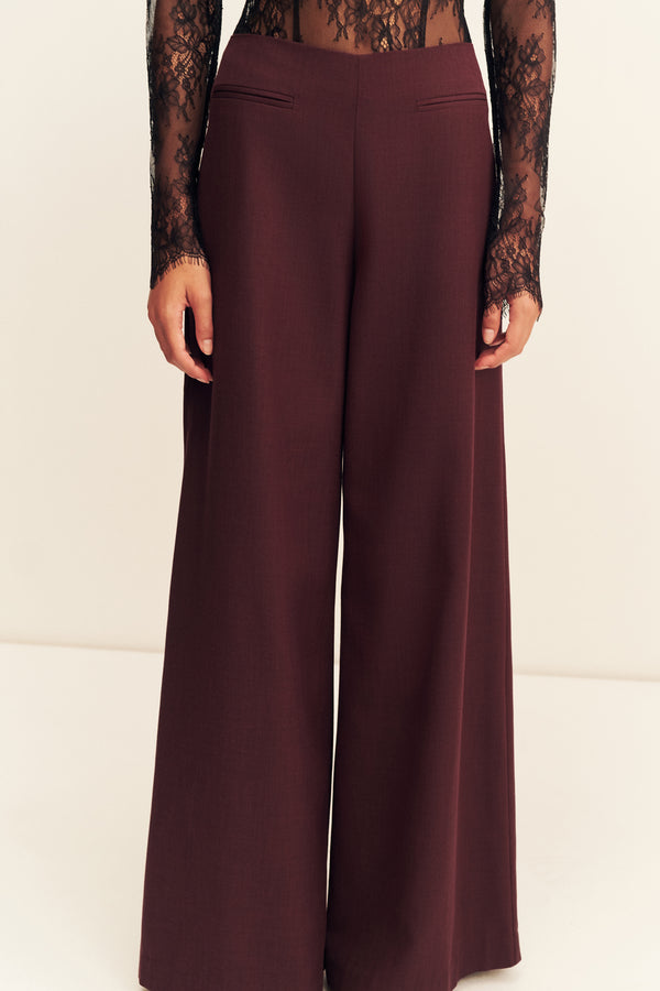 ASHER WIDE LEG PANT - BERRY
