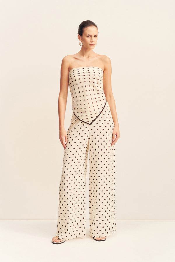 HOUSTON SHEER DRAWSTRING PANT - BLANC POLKA