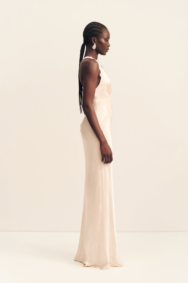 LA LUNE LACE CROSS BACK MAXI DRESS - CREAM