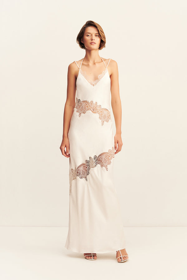 STRATUS LACE PANELLED MAXI DRESS - IVORY_F