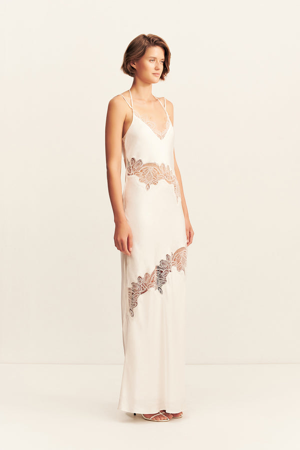 STRATUS LACE PANELLED MAXI DRESS - IVORY