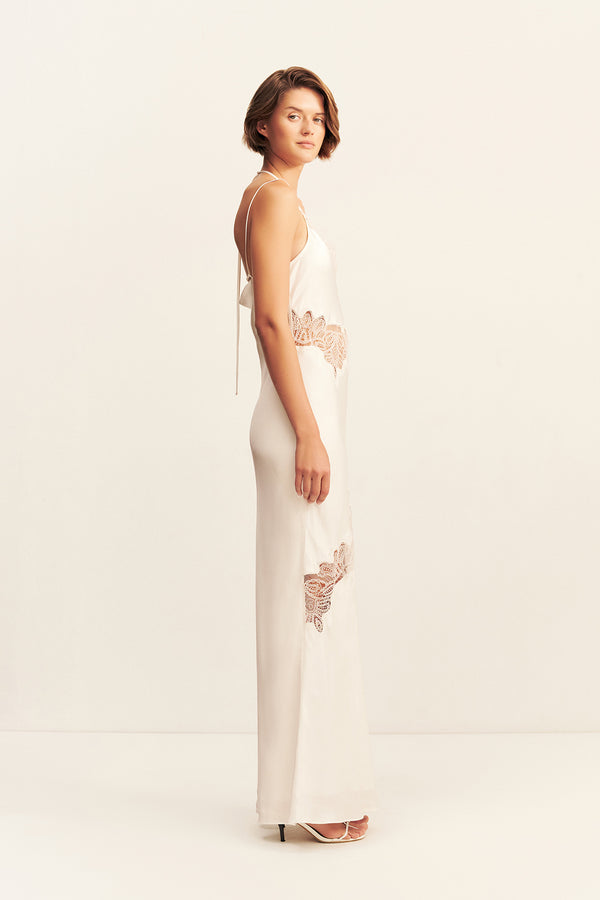 STRATUS LACE PANELLED MAXI DRESS - IVORY