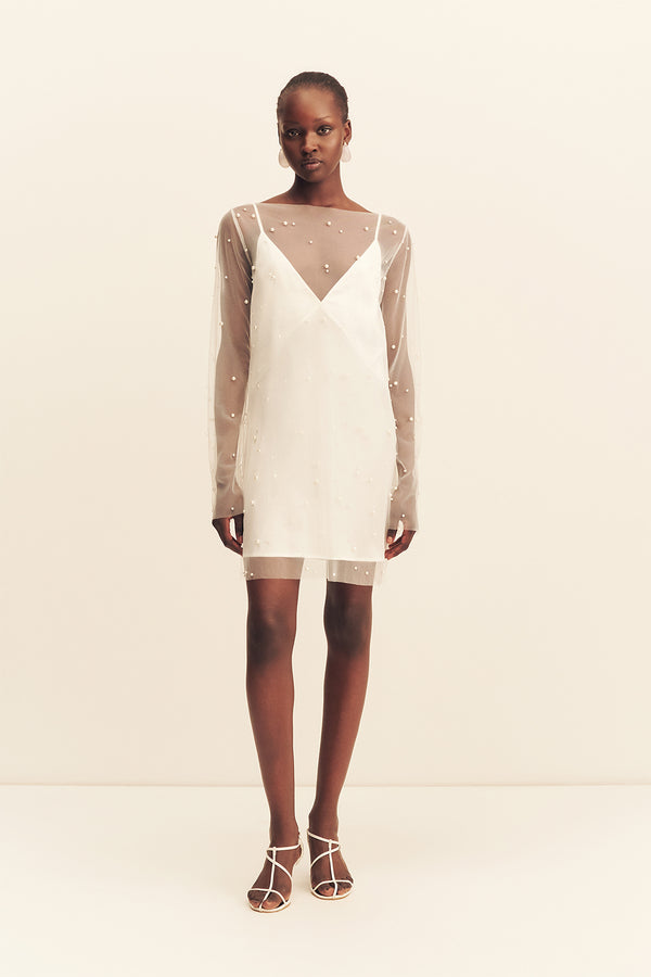 OPALINE SHEER PEARL MINI DRESS_F