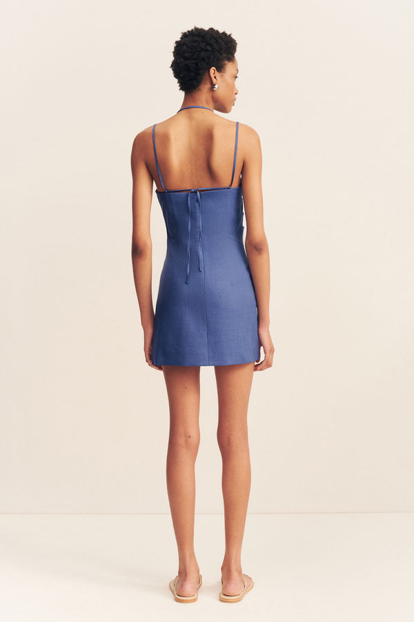 ASHER DRAPED MINI DRESS - OCEAN BLUE_B