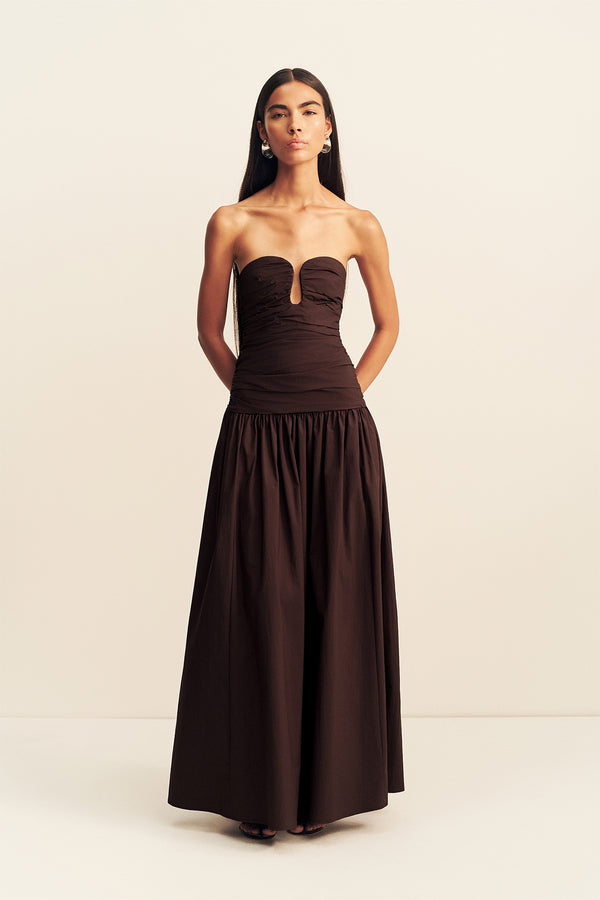 CAMPBELL FITTED DROP WAIST MAXI DRESS - RISTRETTO_F
