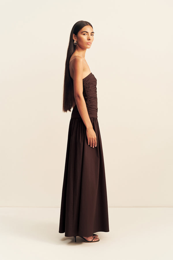 CAMPBELL FITTED DROP WAIST MAXI DRESS - RISTRETTO