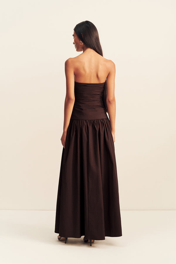 CAMPBELL FITTED DROP WAIST MAXI DRESS - RISTRETTO