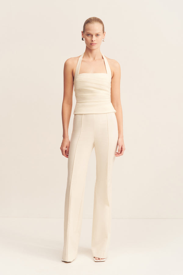 LANI DRAPED HALTER TOP - RICE_F