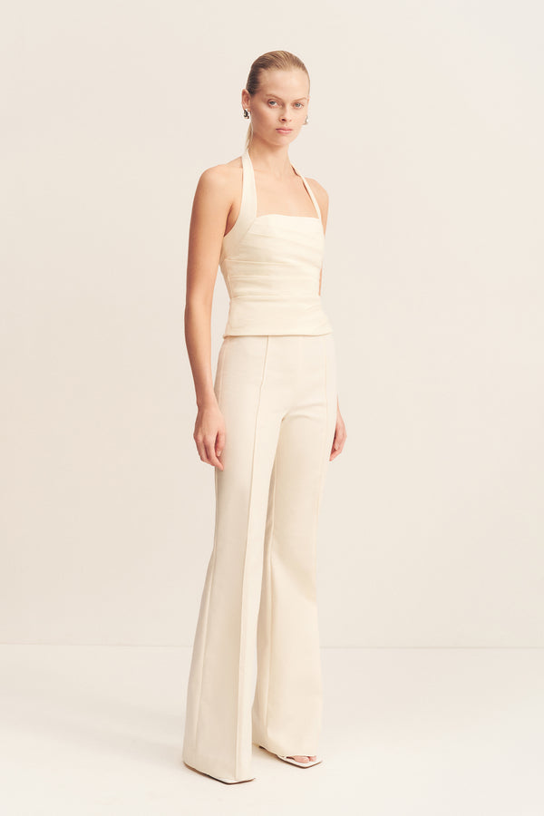 LANI DRAPED HALTER TOP - RICE_A