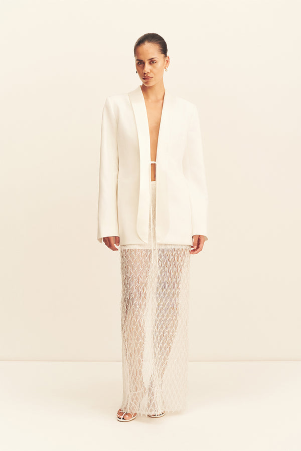SOLANA TUXEDO TIE BLAZER - IVORY